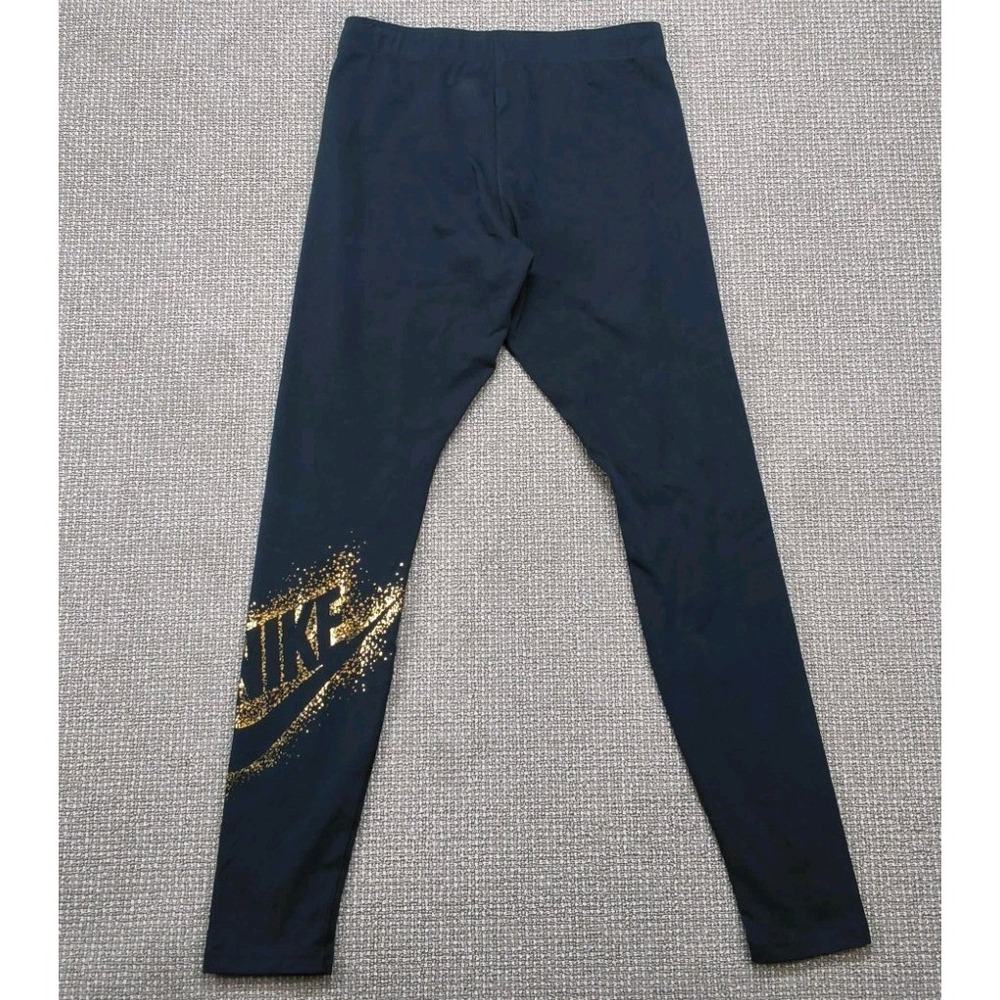 Nike Sportswear Just Do It Black Leggings Gold Glitter Calf Medium M
